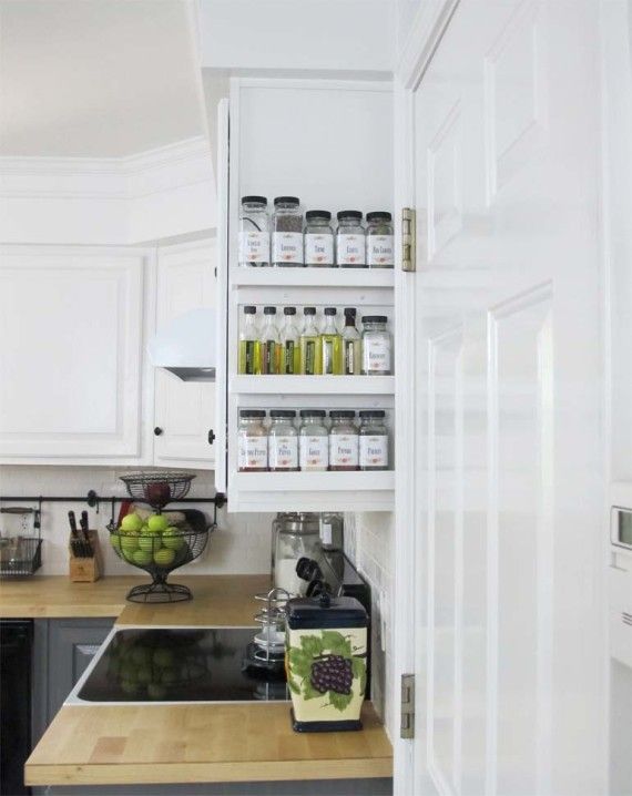 Upper cabinets spice rack