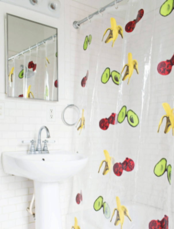 Use A See-Through Print Shower Curtain