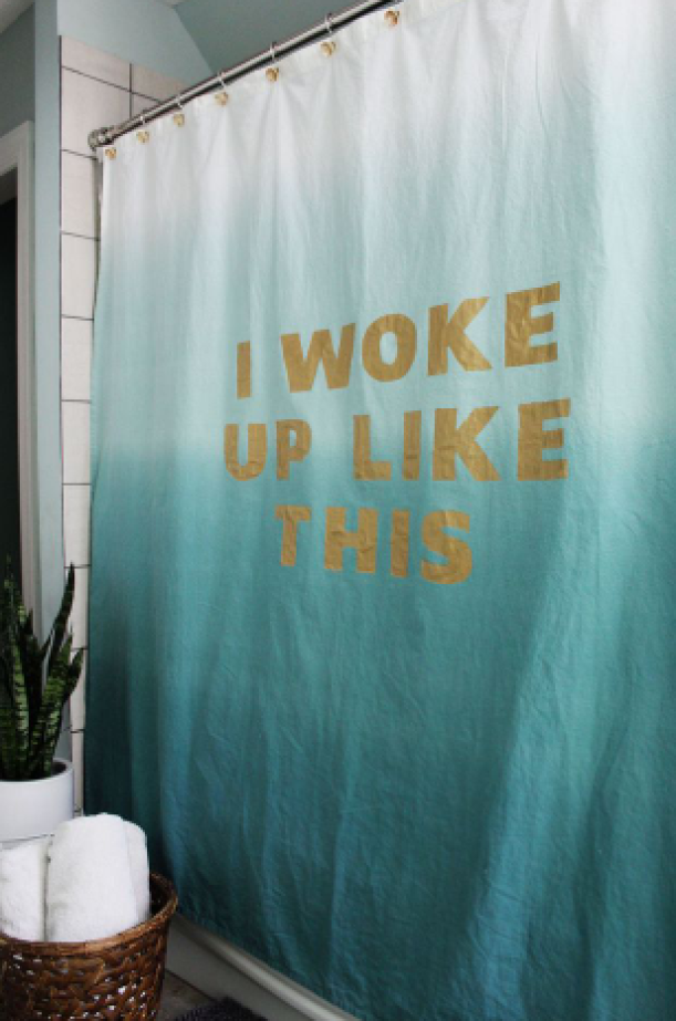 Use All Caps to Make a Shower Curtain Statement