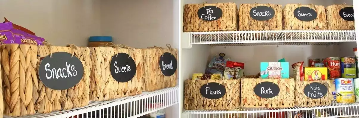 Use baskets for pantry storage