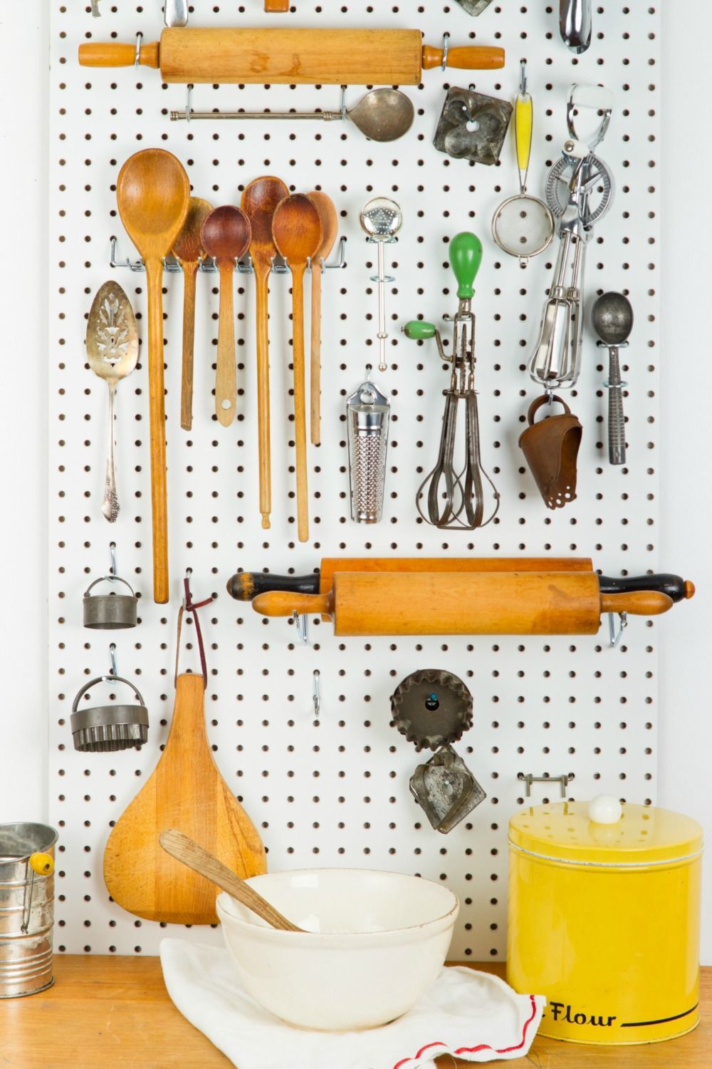 Use pegboards to organize kitchen tools