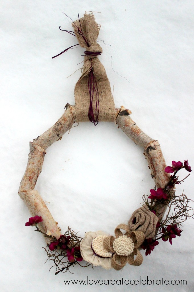 Using twigs and branches for wreath