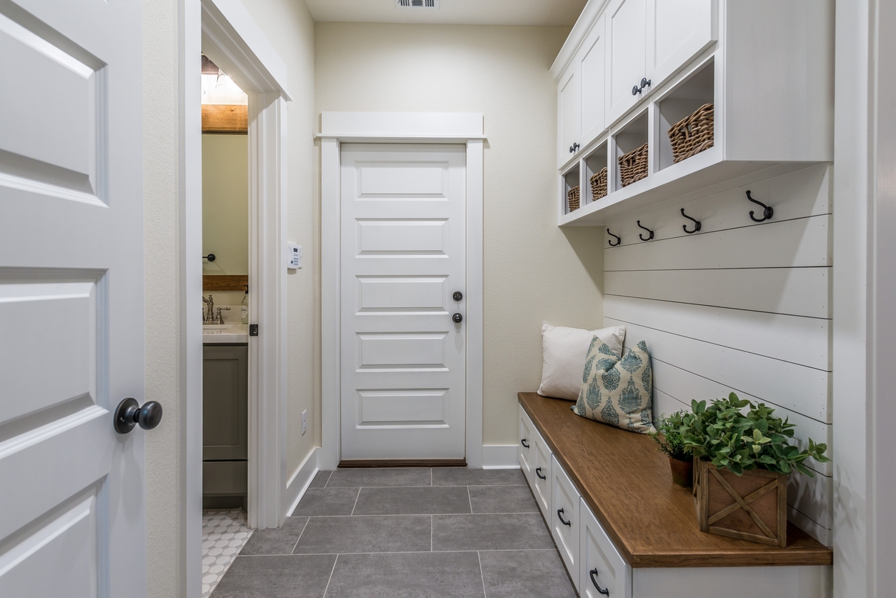 Utility room with shoe rack