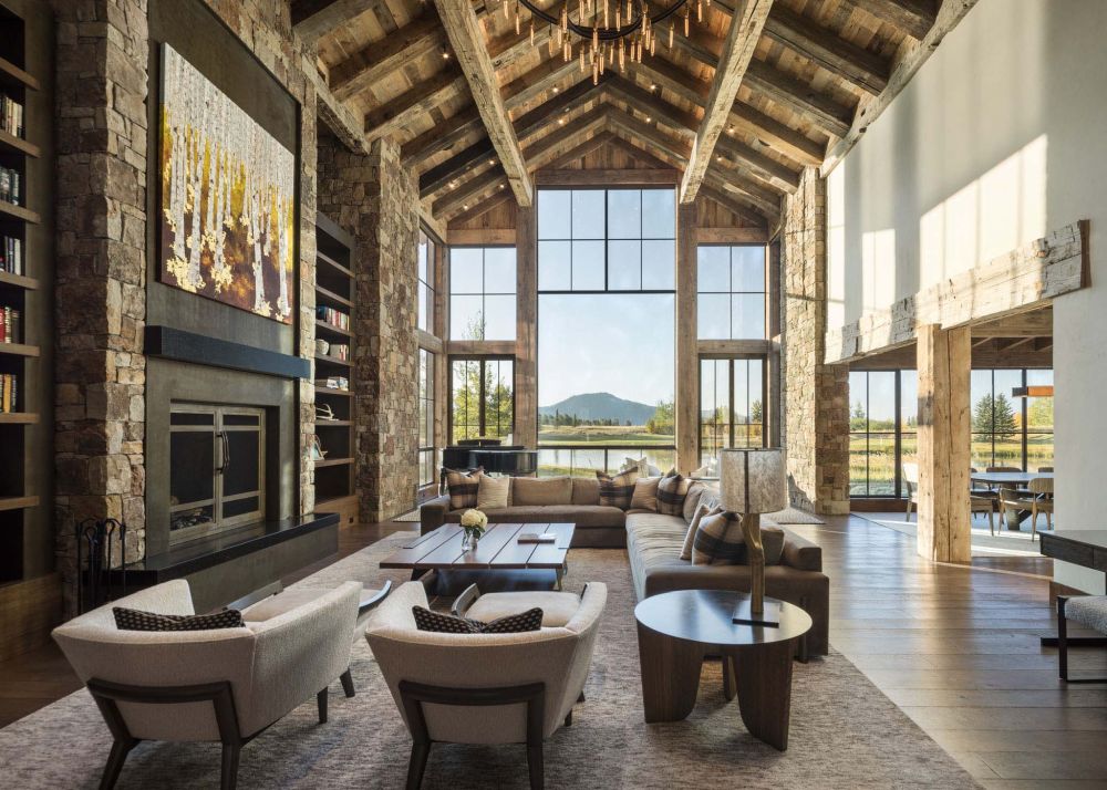 Vaulted rustic living room ceiling