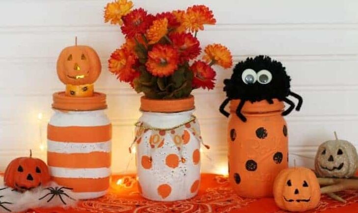 Versatile Fall or Halloween Themed Mason Jars