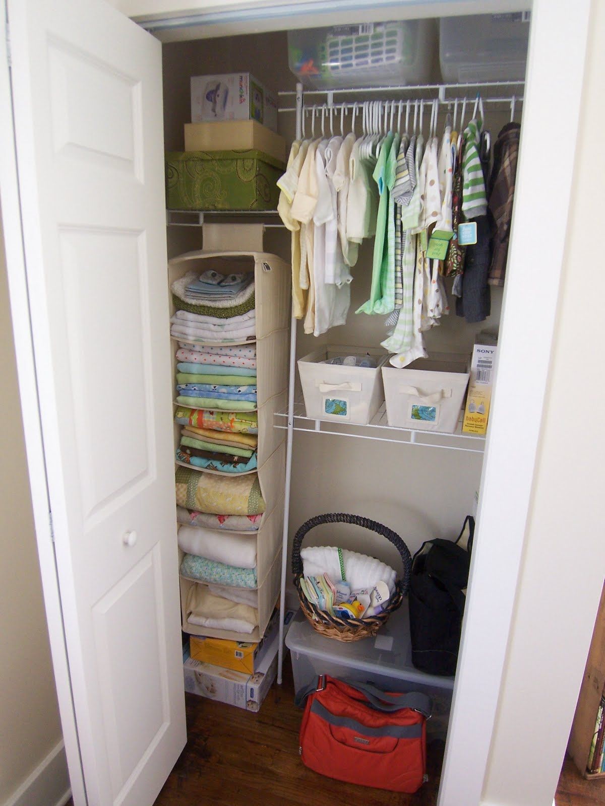 Vertical storage for nursery closet