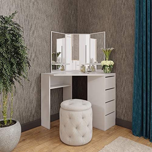 Victory Corner Vanity Table White