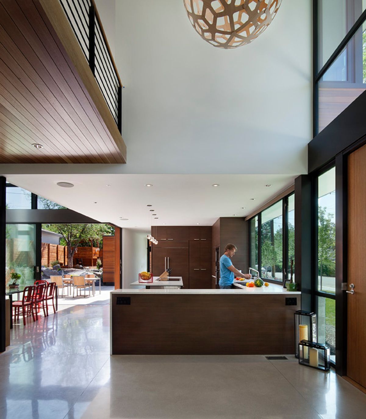 Villa polished concrete floor kitchen