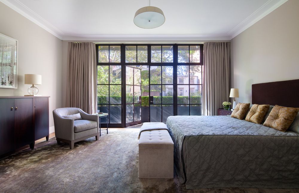 Henderson's design for the master bedroom created a serene room for an equally calming view.