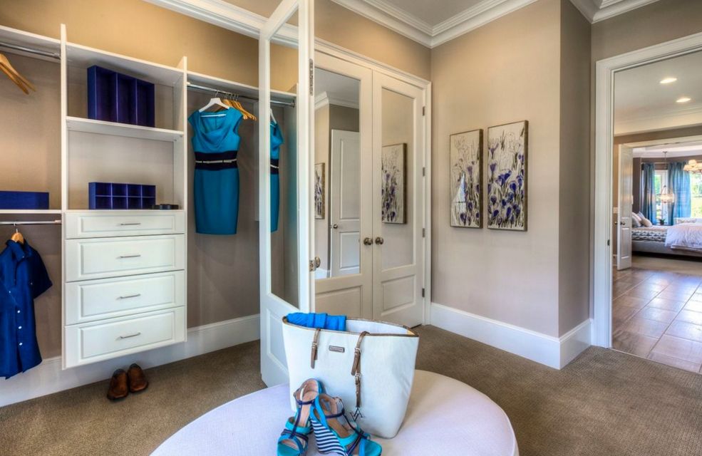 Walk in closet with over the door mirror