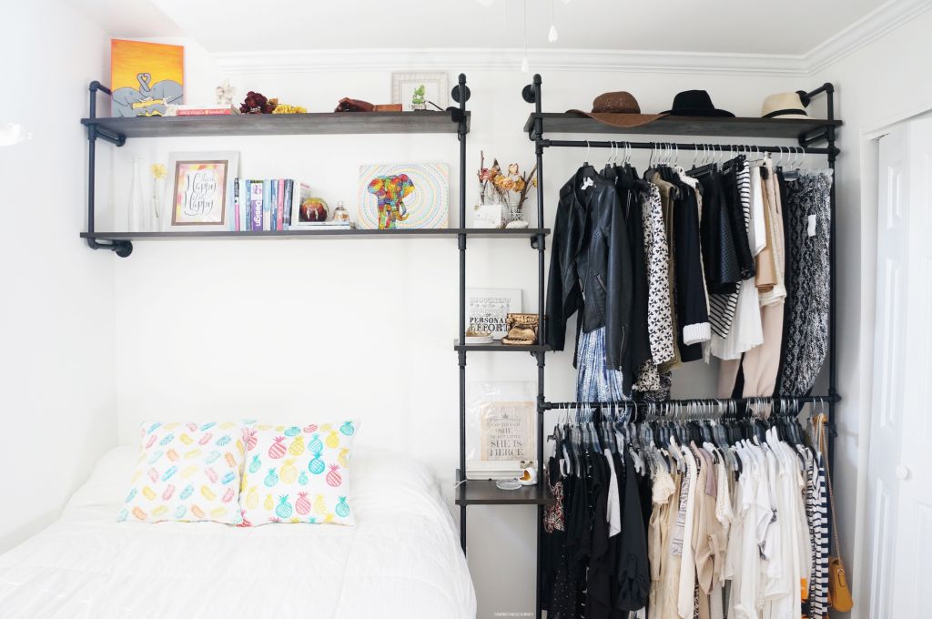 Wall industrial pipe shelves