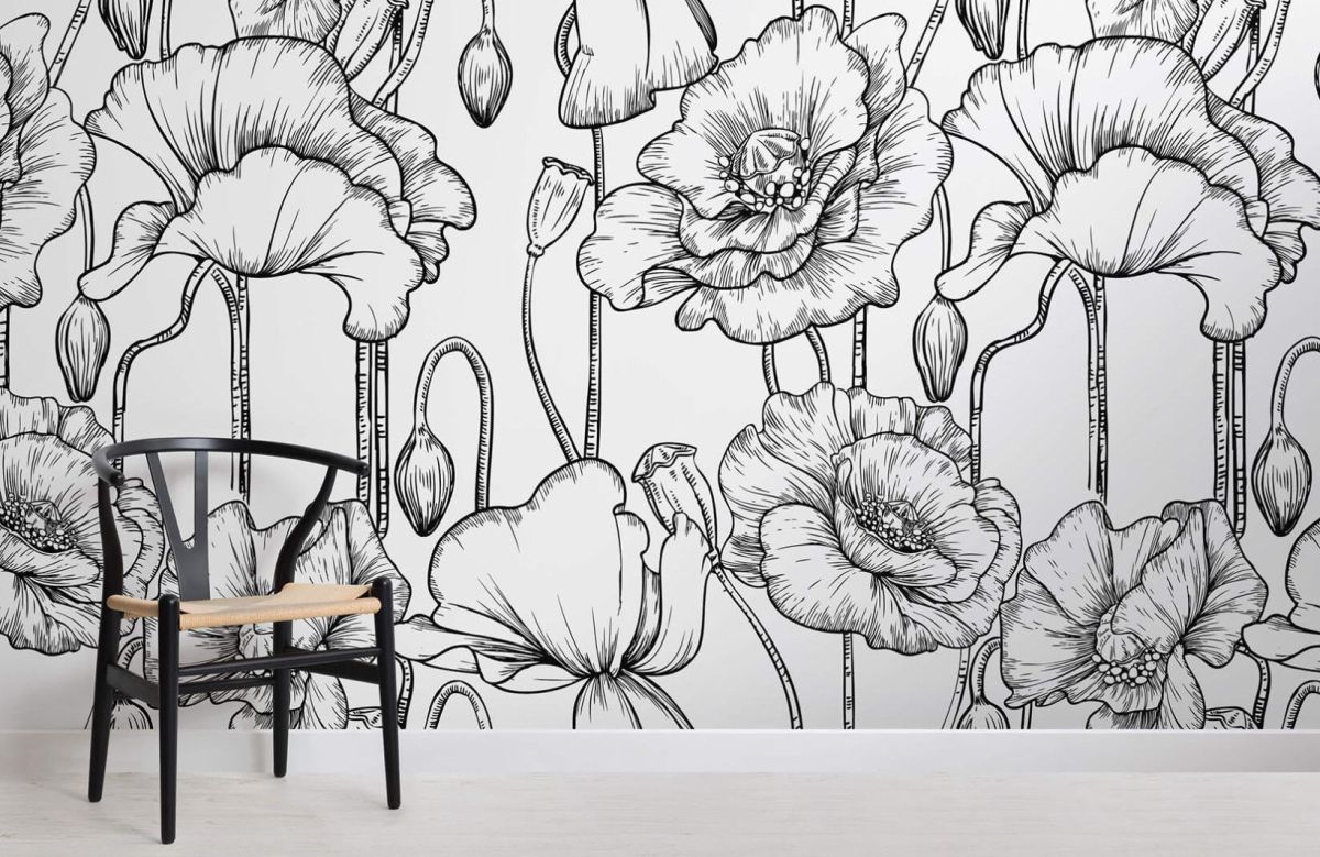 Wallpaper mural black and white