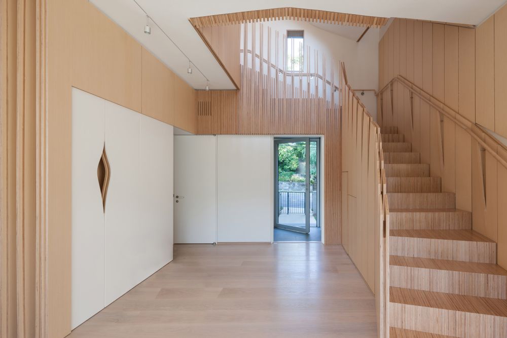 Washington DC residence with plywood interior -stairs