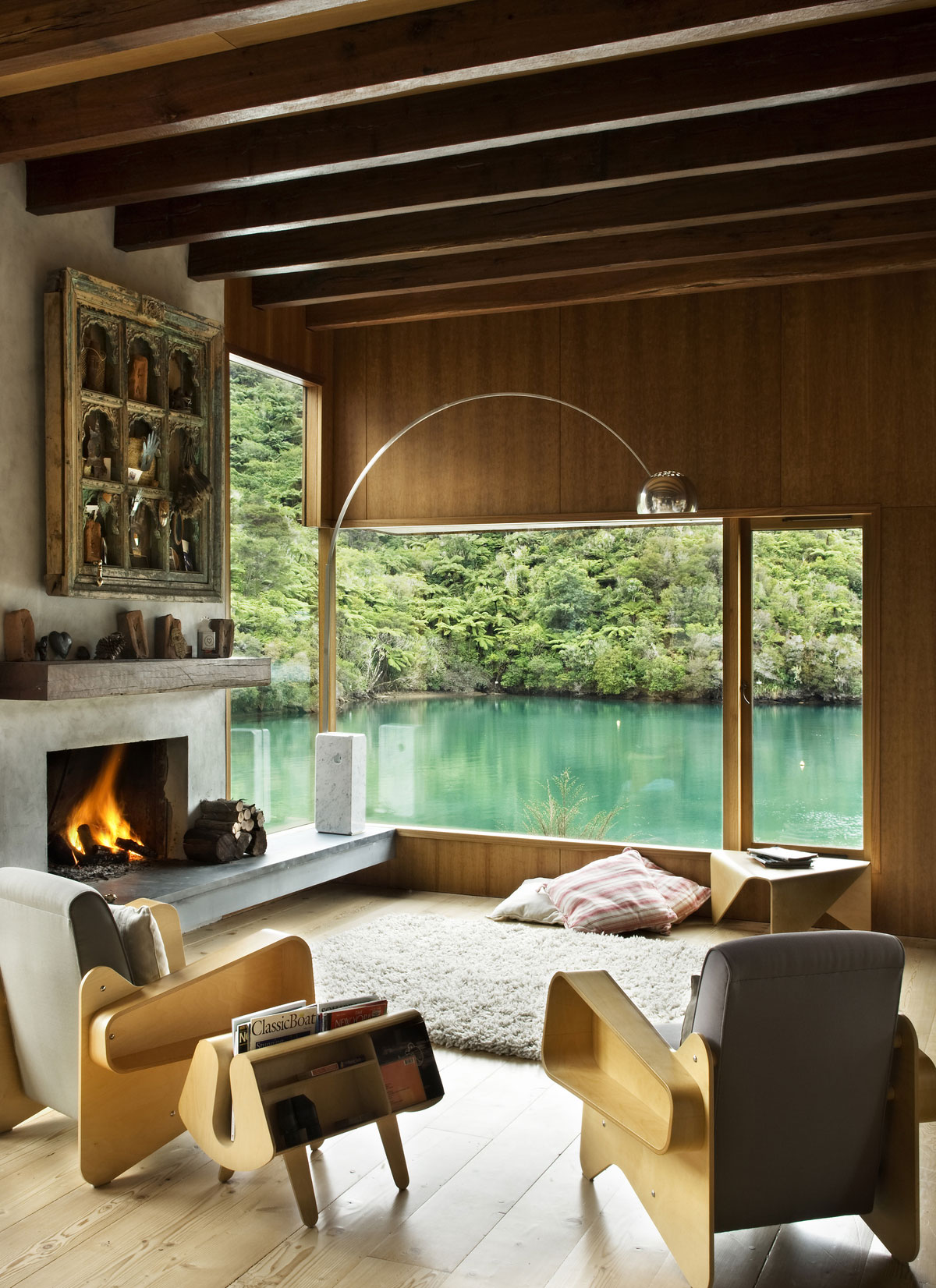 Waterfall Bay House by Bossley Architects Living Room