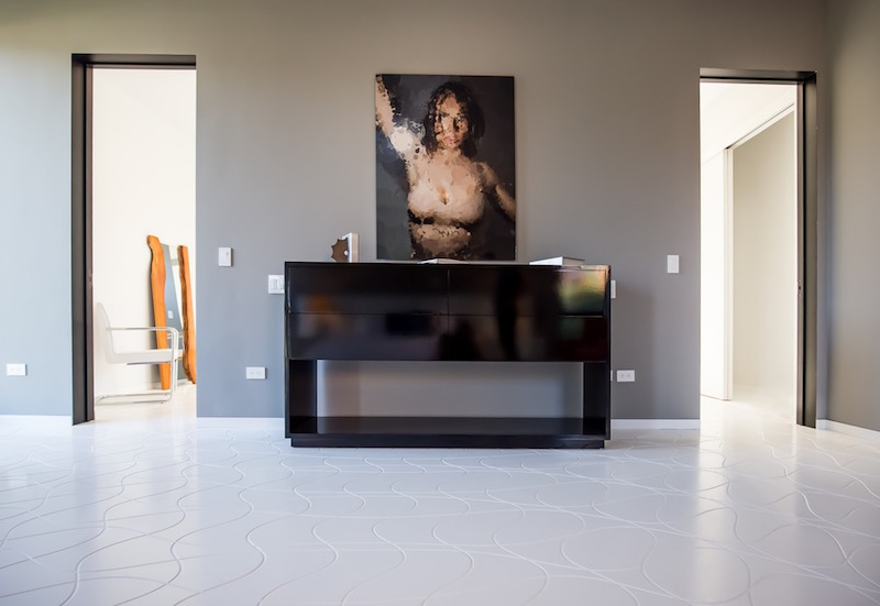Wave House console table and artwork