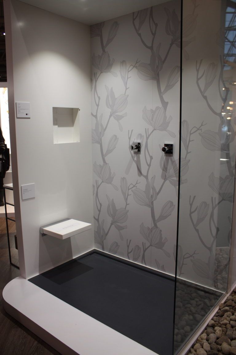 Wet style shower design with folding chair