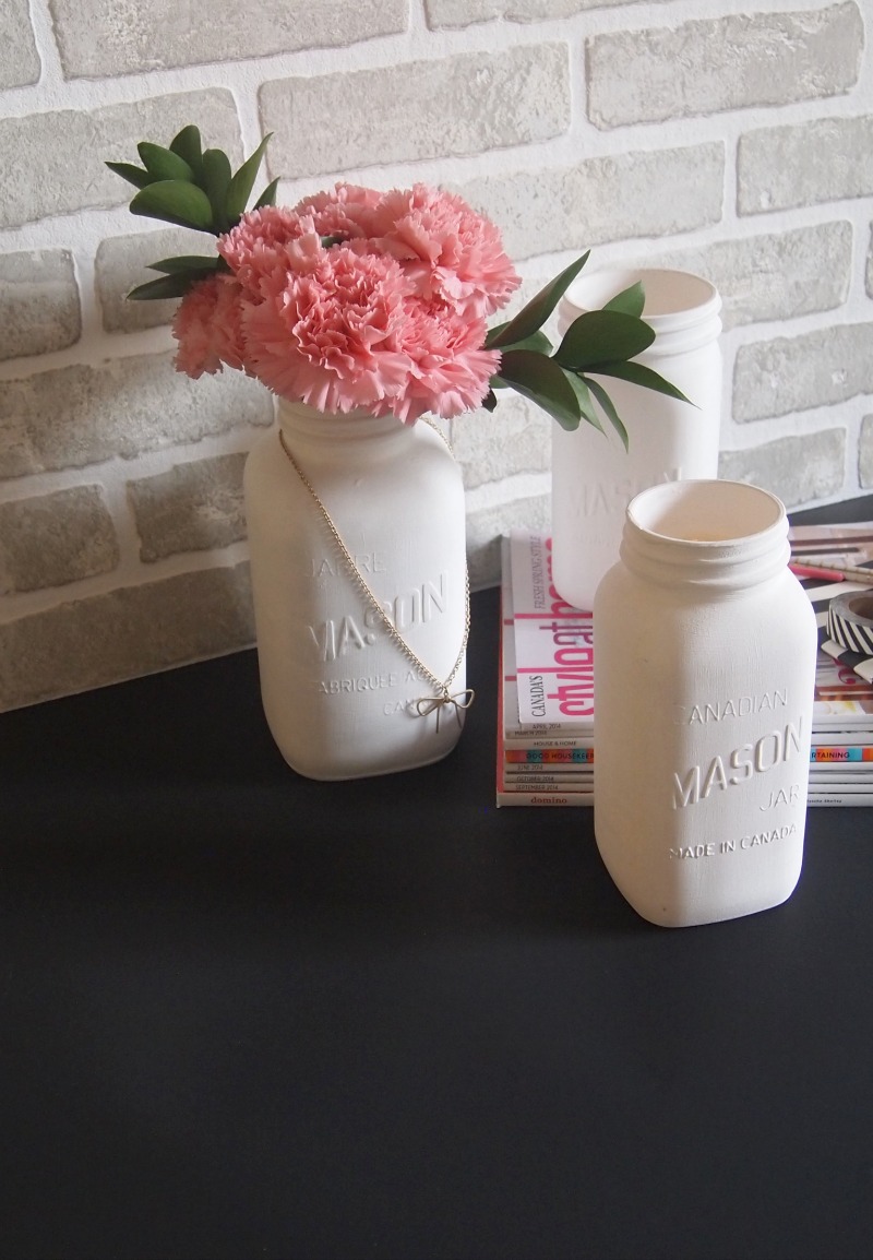 White Painted Mason Jars