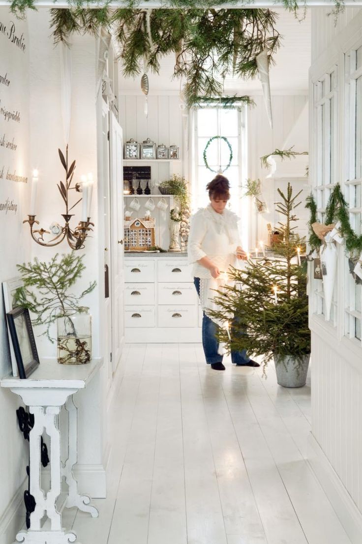 White Scandinavian Room Decorated For christmas