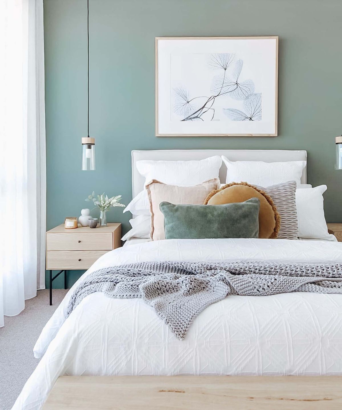 White and Teal Bedroom