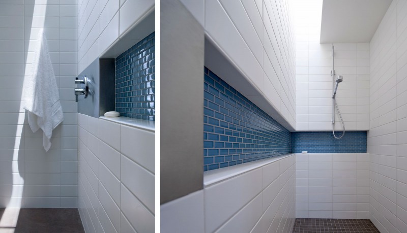 White and blue shower design