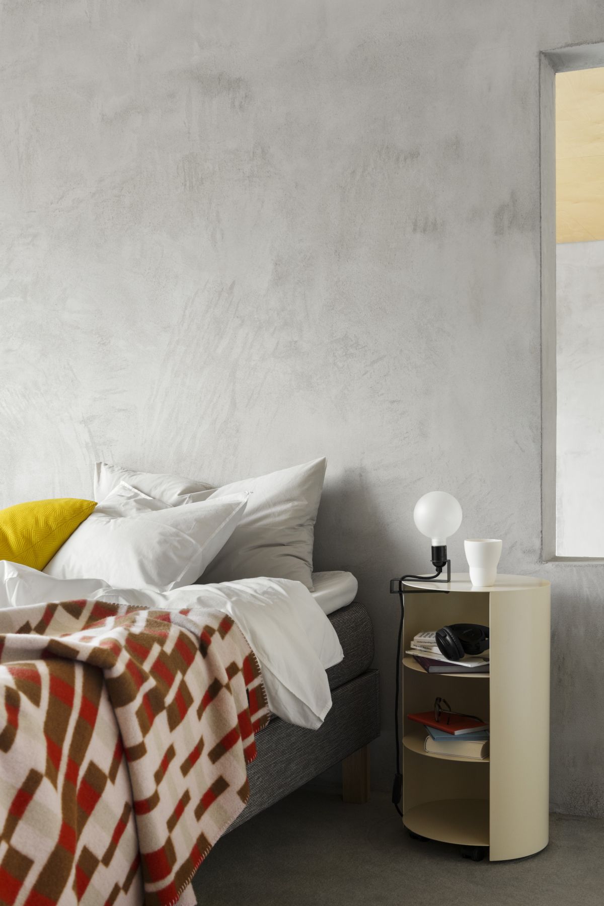 White bedside table