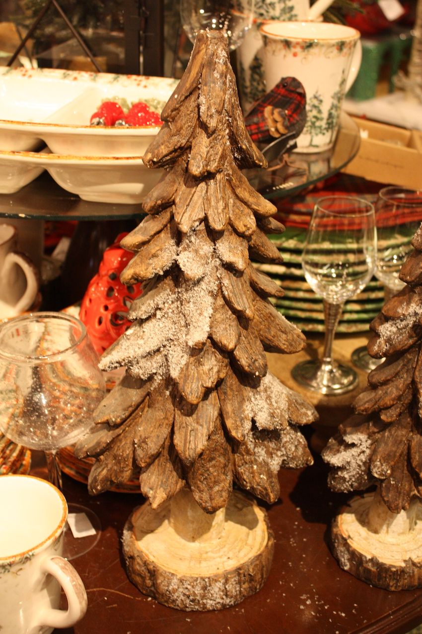Some mini Christmas trees are more rustic than others.