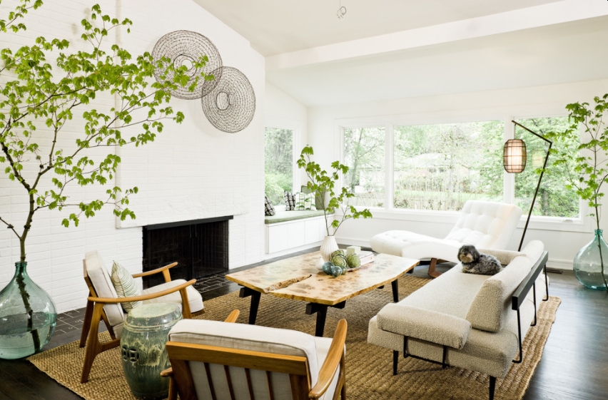 White living room with a tranquil and zen decor