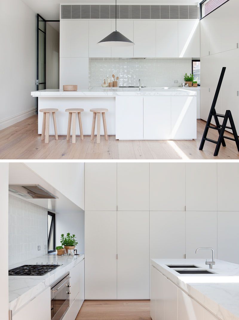 White minimalist kitchen interior design