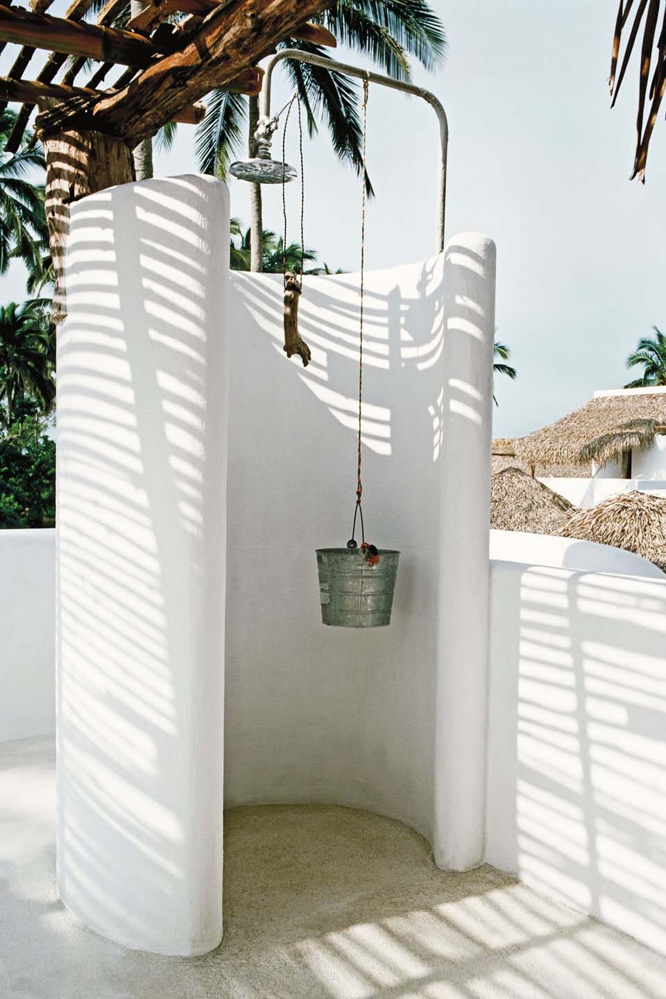 White molded shower outdoor shower