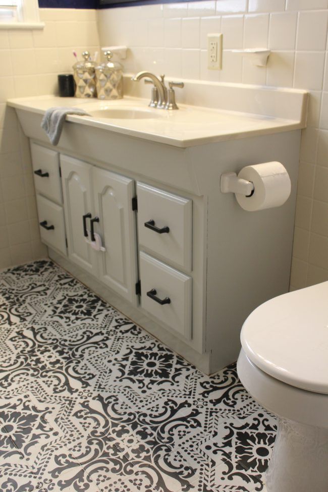 White painted bathroom vanity DIY