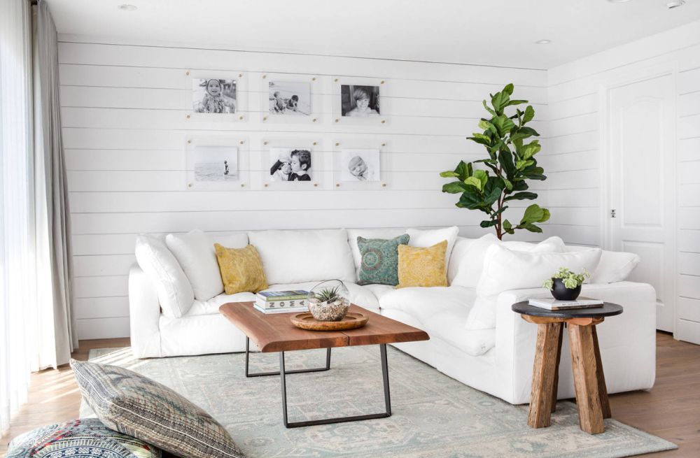 White shiplap wall decor