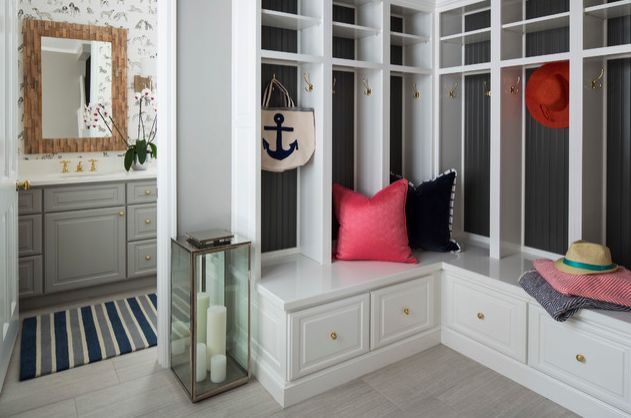 White storage tree for mudroom