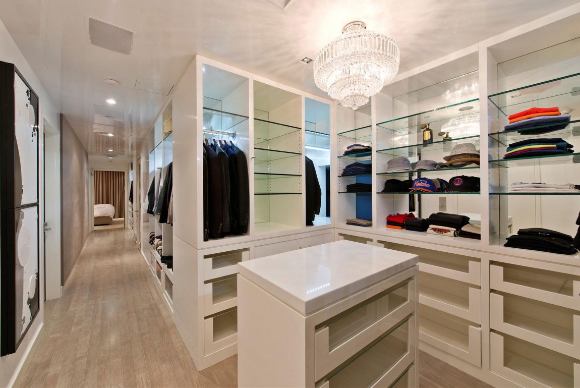 White stunning walk in closet design