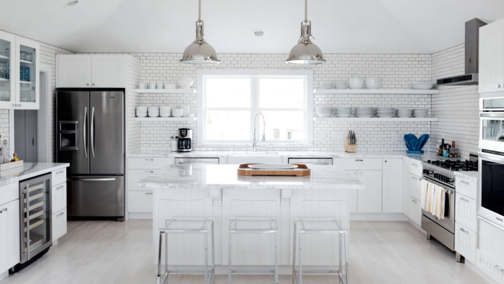 White subway kitchen design