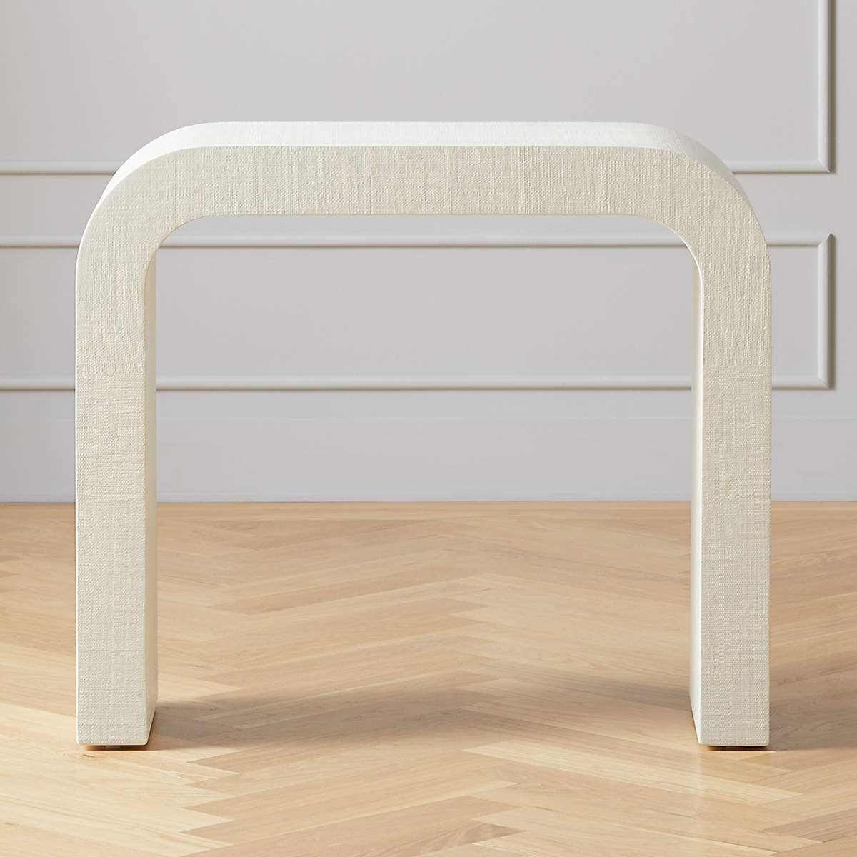 White waterfall console table