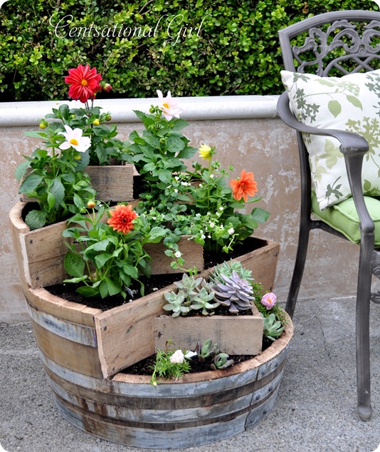 Wine barrel planter