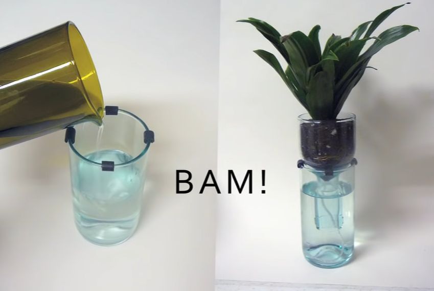 Wine bottler self-watering planters