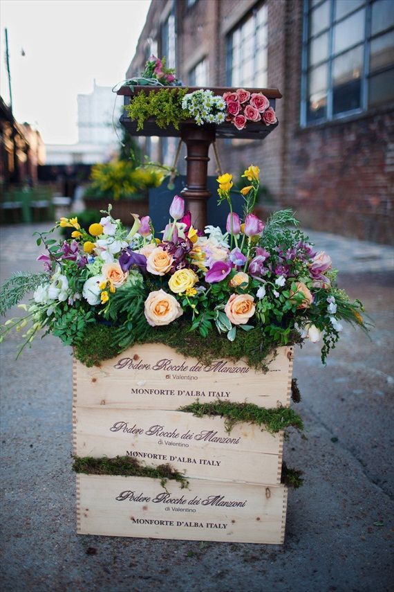 Wine crates for wedding centerpieces