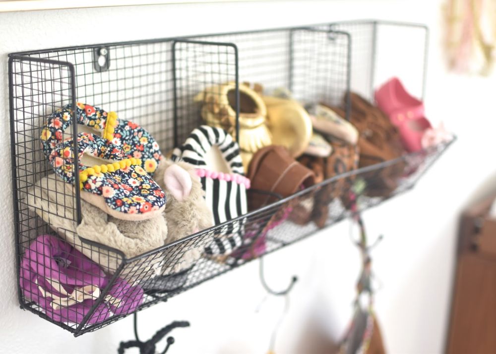 Wire Rack storage for nursery organization