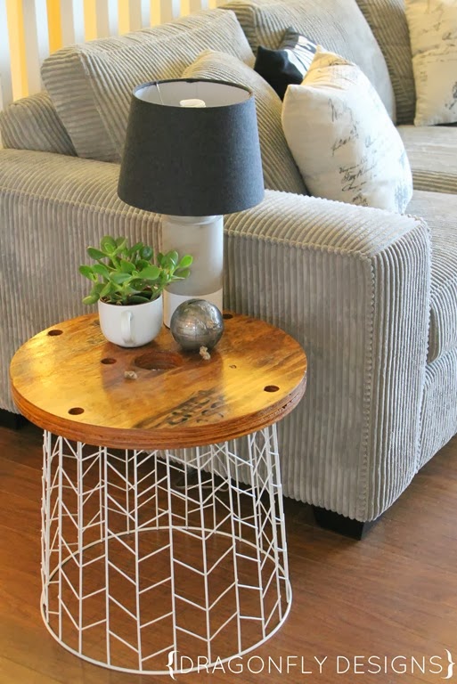 Wire and wood top side table