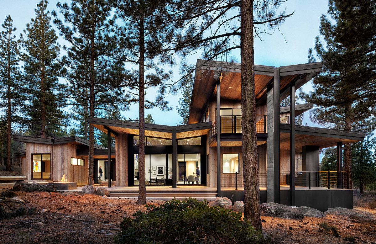 Wood Home with Multiple Butterfly Roofs