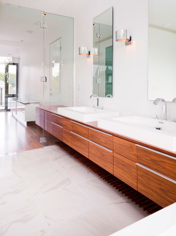 Wood accents for bathroom vanity