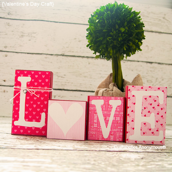 Wood blocks craft valentines days