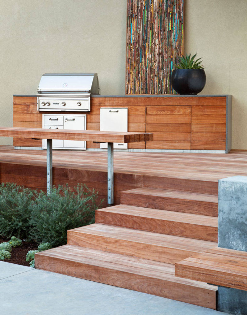 Wood cabinets for bbq area