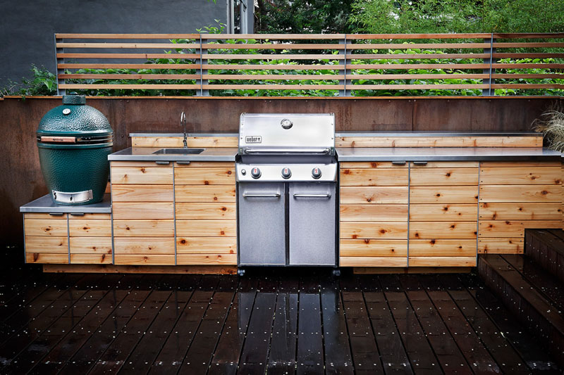 Wood cabinets for outdoor grill