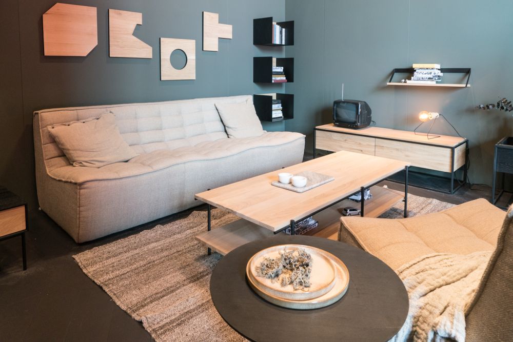 Wood coffee table with steel frame - modern rustic decor