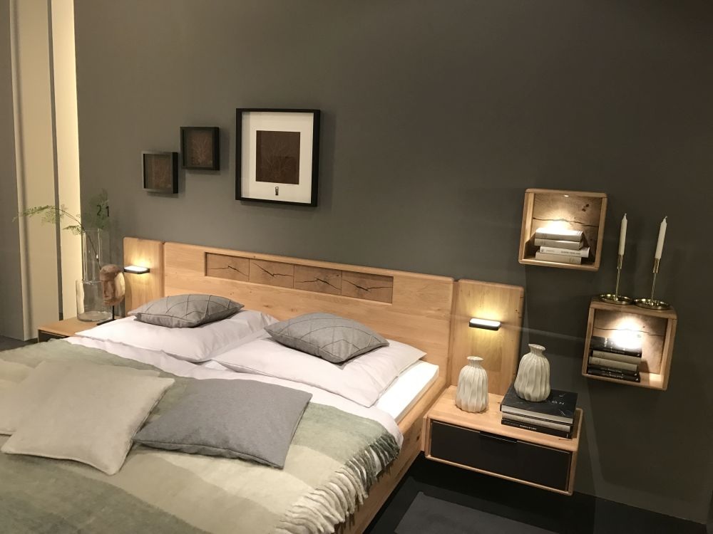 Wood headboard and shelves