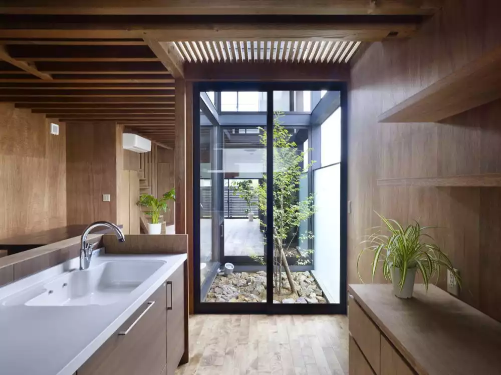 Wood paneling Ogaki House Bath