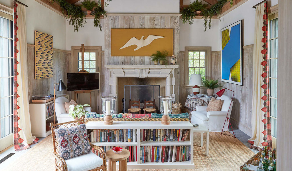 Wood paneling washed living room