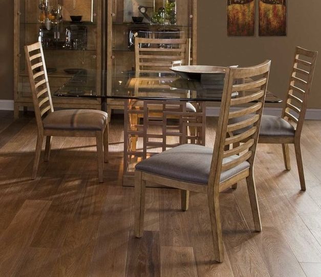 Wood pattern Square Glass Top Dining Table